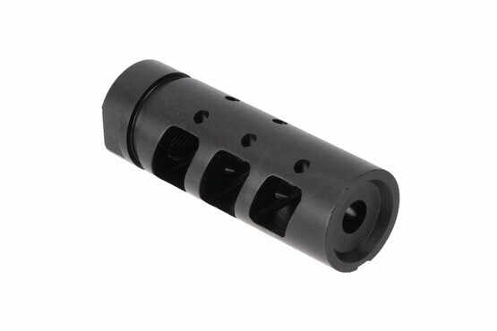 Rise Armament Compensator for .223 Remington and 5.56 NATO is threaded for 1/2x28 barrels with a black nitride finish